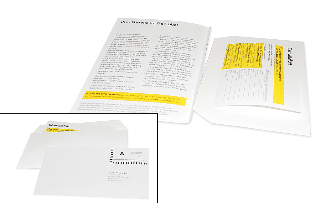 Brosch&uuml;re mit Couvert und Bestelltalon